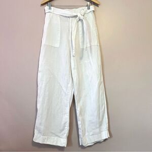 Cynthia Rowley 100% Linen Pants Belted White Sz 8 Beach Coastal Resort Summer